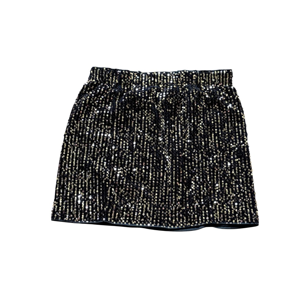 SHEIN Curve Womens 2XL Gold Sequin Mini Skirt Elastic Waist Party Night Out
